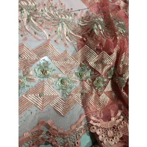 5yards embroidery french tulle mesh tulle lace for wedding/evening dress high quality with beads and stones JRB-42210