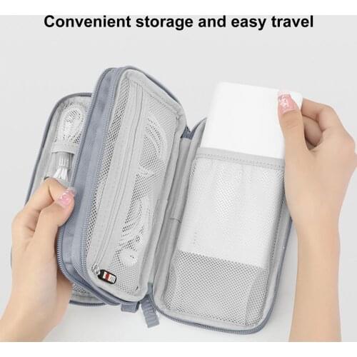 50% Off BUBM Storage Bag Portable Data Cable Organizer Double Layers Power Bank Storage Holder for Digital Gadgets Organization