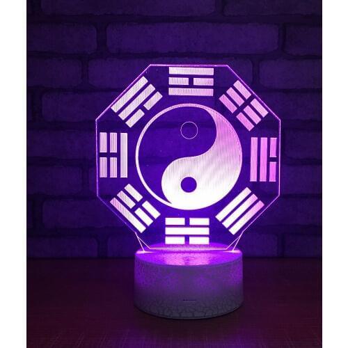 7 Color Changing 3D Creative Tai Chi Model USB LED Night Light Touch Switch Home Decor Creative Acrylic Desk Lamp For Kids Gift