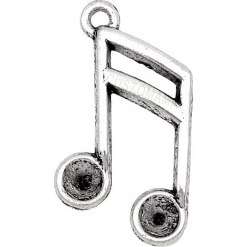 70pcs-Antique Silver Tone Music Note Charm Pendant 22x14mm