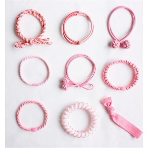 9Pcs/Lot Korean Style Girls Hair Accessories DIY Elastic Hair Bands Simple Hoop Kawaii Ropes Scrunchy Rubber Band Cute Headdress