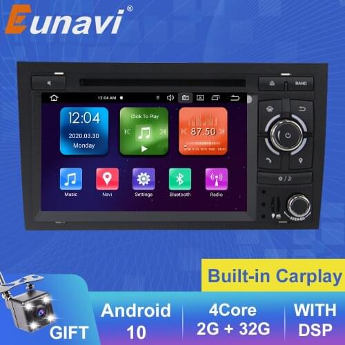 Eunavi 2 Din Car Radio Multimedia Player For Audi A4 B6 B7 Seat Exeo S4 B7 B6 RS4 B7 Auto Stereo Audio GPS Navigation 2Din DVD