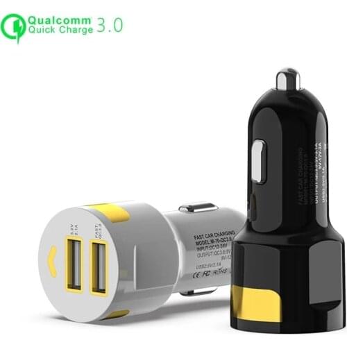 Dual USB Fast Car Charger QC 3.0 Phone Charger For Iphone/Samsung/Huawei/Xiaomi Charger Adapter Car Accessories