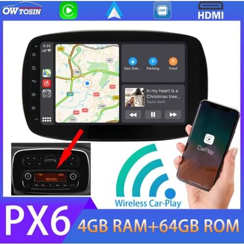 9" Android 10.0 Car Multimedia Player For Mercedes-Benz Smart Fortwo PX6 4GB+64GB GPS Navigation Radio TDA7850 HDMI DSP DAB IPS