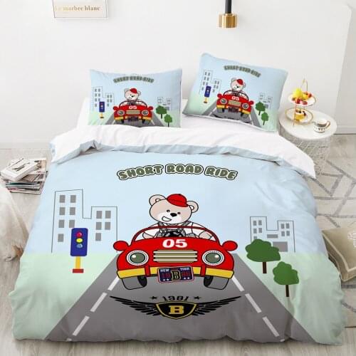 Car Cartoon Kids Bedding set for children baby girls Duvet cover set pillow case Bed linens Quilt cover 240x220 140x200 Road