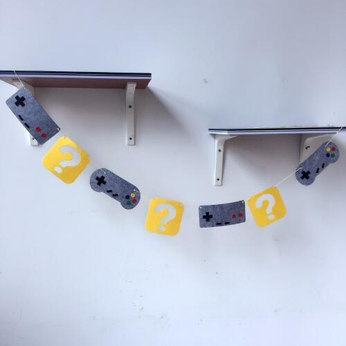 Freeshipping Game Consoles Meter Felt Banner Flag Birthday Party Decoration Bunting supply for 80s Funny Chilldren graduation