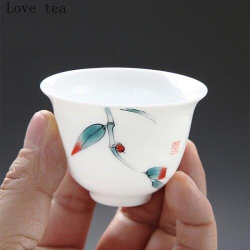 Hand-painted tea cup Dehua white porcelain Kung Fu tea set single cup handmade personalized Chinese ceramic household items