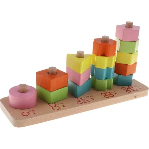 Wooden Geometric Blocks Puzzle Matching Sorting Game Color Shape Cognition Montessori Learning Educational Toys for Children