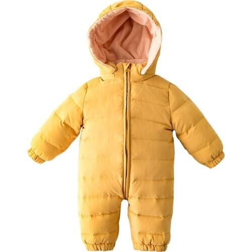 Baby down jacket winter boy gir kids down jumpsuit thickened Wrap foot feet Holding clothes -30 degrees outside