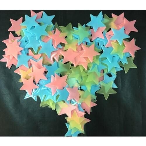 Childs Room Wall Stikers 100Pcs 3D Stars Glow Shine in The Dark Luminous Wall Glowing Stickers for Living Room Home Decoration