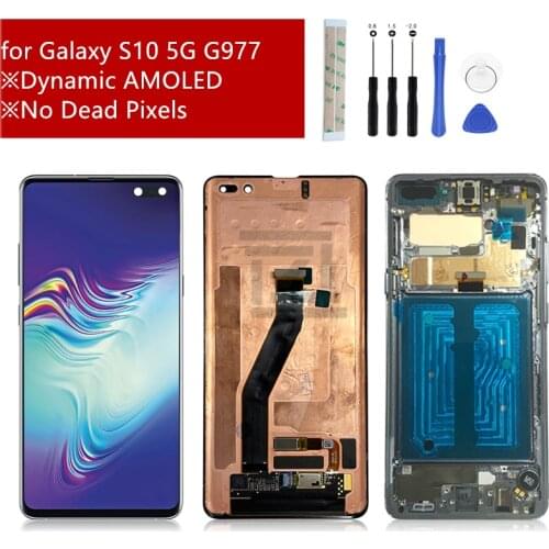 For Samsung Galaxy S10 5g lcd G977 touch screen digitizer assembly with frame G977B G977U G977N screen replacement repair parts