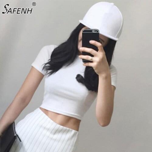Women White Black Cotton O-Neck Tight T-shirt Short Sleeve Casual Fashion Female Gothic Harajuku Streetwear TShirt Tops Tees