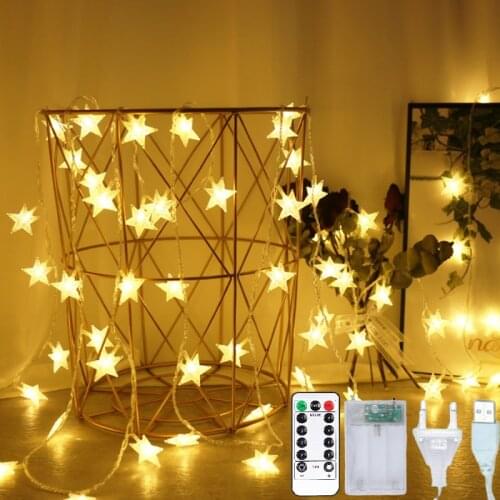 Star String Lights Garland Lamp Chain Fairy Garden Christmas Wedding Birthday Halloween Party Children Room Outdoor Decorations