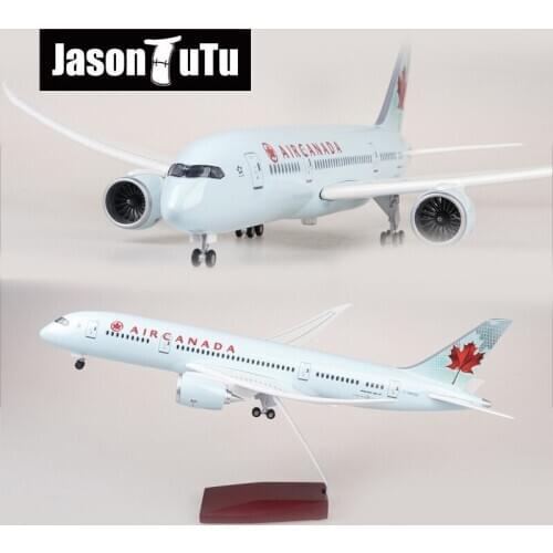 JASON TUTU 43cm Resin Diecast 1:130 Scale Air Canada Boeing B787 Plane Model Airplane Model Aircraft with Light & Wheel Planes