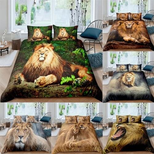 Bedding Set Duvet Cover Adult Kids Luxury Home Textiles Lion Animal Pattern King Queen Full Single size Bedding Comforter Set