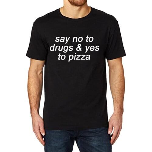 Lyprerazy Mens say no to drugs and yes to pizza Funny Printed T-Shirt