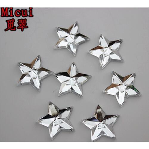 Micui 100PCS 16mm Five-Pointed Star Acrylic Rhinestone Flat Back Crystal Stones For Clothing Dress Decorations ZZ391B