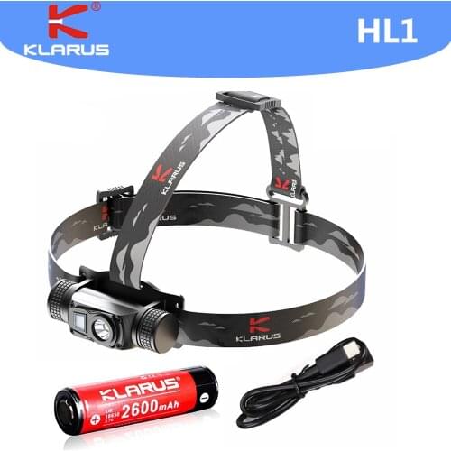 KLARUS H1A Titanium headlight XP-L V6 LED max. 550LM lighting levels + 14500 Battery with Micro-USB Charging Port