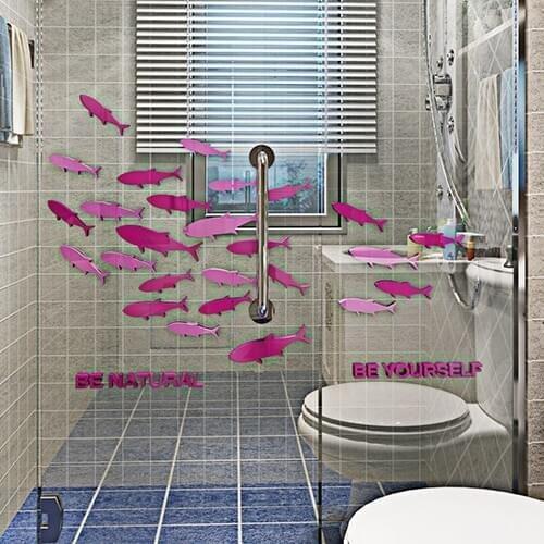 Fish Living room background wall decoration stickers Crystal Acrylic 3d wall stickers Bathroom glass window DIY decoration