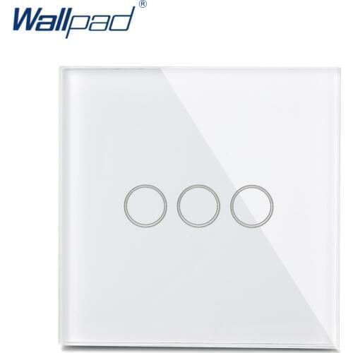 New Arrival 3 Gang 1 Way Wall Touch Switch Wallpad Luxury Crystal Glass Panel UK Switch Touch Interrupteur White/Black