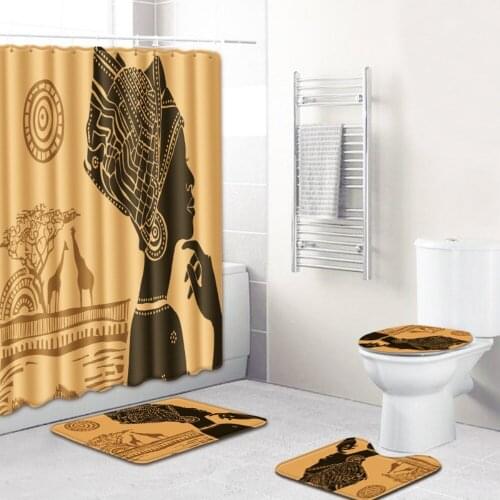 Personalized African American Women Beauty Sexy Lovely Black Girl Afrocentric Waterproof Bath Shower Curtain Set Non Slip Rugs