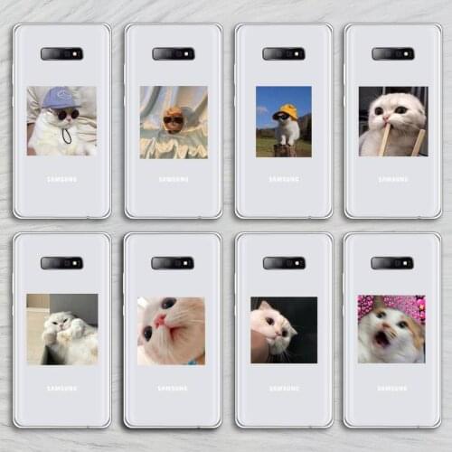 Cute cat Phone Case Transparent For Samsung Galaxy A71 A21s S8 S9 S10 plus note 20 ultra