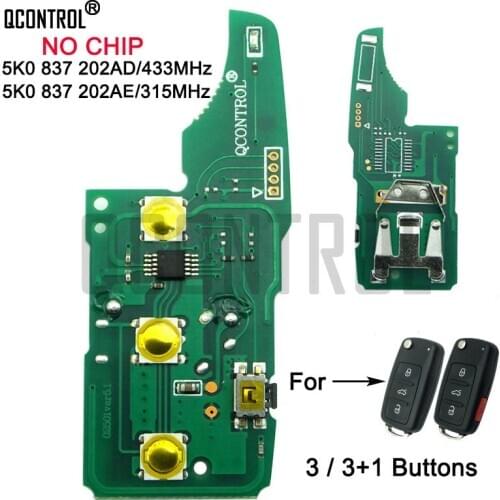 QCONTROL Car Remote Key Circuit Board for VW/VOLKSWAGEN 5K0837202AD Beetle/Caddy/Eos/Golf/Jetta/Polo/Passat/Tiguan/Touran/UP