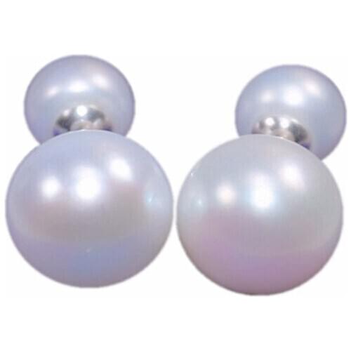 HOT real S925 Sterling Silver luxuriou Super big 11-12mm Natural pearl fashion Double pearl Earrings for women Free shipping