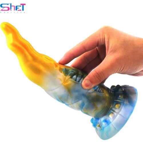 SHET new arrival colorful dildo Western mythical beast -AMMUT erotic design sucker prostate massage anal plug g-spot stimulate