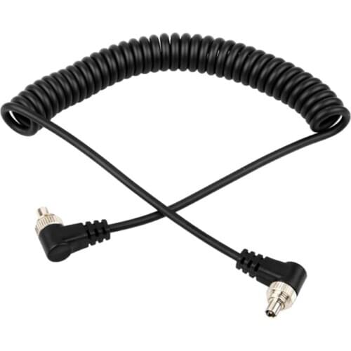 M-M PC Sync Cord Male To Male Flash Spring Cable With Screw Lock For CANON NIKON