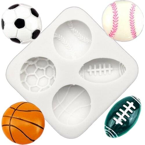 Football Tennis Rugby Basketball Silicone Sugarcraft Mold Cupcake Baking Mold Fondant Cake Decorating Tools