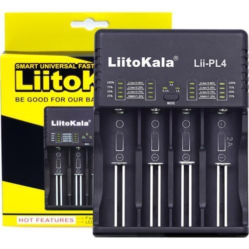LiitoKala Lii-PL4 18650 Charger 21700 26650 18350 AA AAA Fast mart Charger For Li-ion 4.2V/4.35V Li-Fe 3.6V and Ni-MH/Cd 1.2V