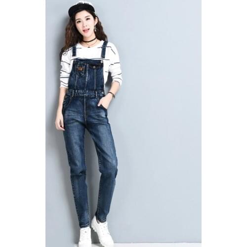 Large Size 5XL Women Jumpsuits Oversize Loose Casual Washed Blue Suspenders Overalls For Women Jeans Ripped Deniim Rompers