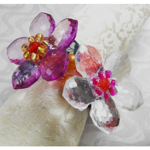 Big crystal flower napkin ring ,wedding napkin holder