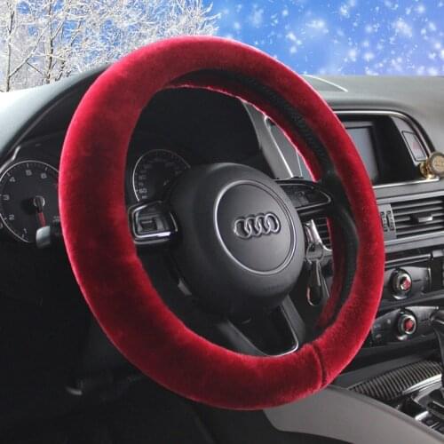 Winter Soft Plush Car Steering Wheel Cover black gray beige brown yellow steering wheel hubs fur wheel cover Car Accessories