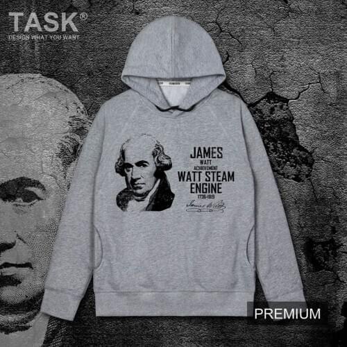 Celebrity James Watt United Kingdom The Industrial Revolution Prime mover Steam engine inventor cotton long sleeve hoodies men