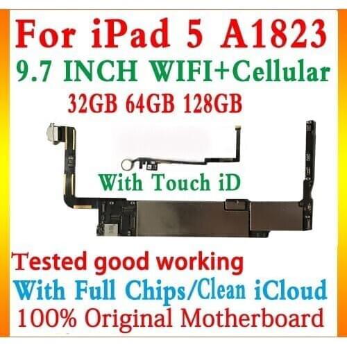 2017 A1823 Version Unlocked Logic board for iPad 5 motherboard WiFi & Cellular for ipad 5 9.7" motherboard With/ NO Touch ID MB