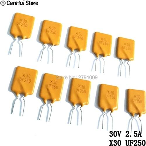 50PCS PPCT DIP 30V Volt 2.5A 2500MA X30 UF250 Self Recovery Fuse / Fuses Safety Valve Insurance Pipe Protective Tube Resettable