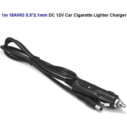 12V DC 5.5 x 2.1mm Car Cigarette Lighter Power Adapter 18AWG 1m Cable For Air Compressor Pump Car Washer Car Truck Bus Van Boat