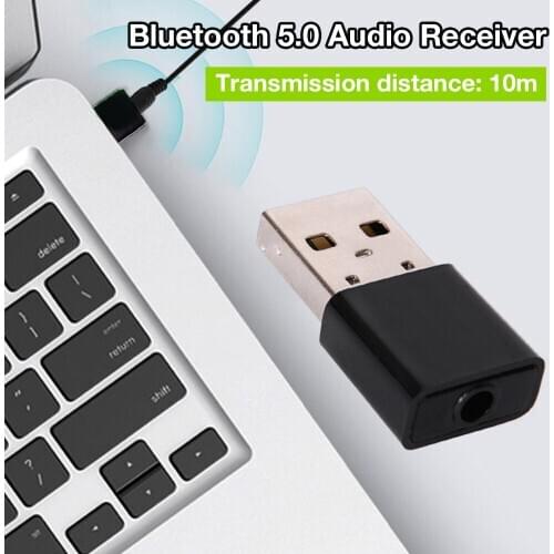 Mini Car Bluetooth Receiver USB 5.0 Car Audio Adapter with 3.5MM Audio Cable Suitable for Car and Home Audio