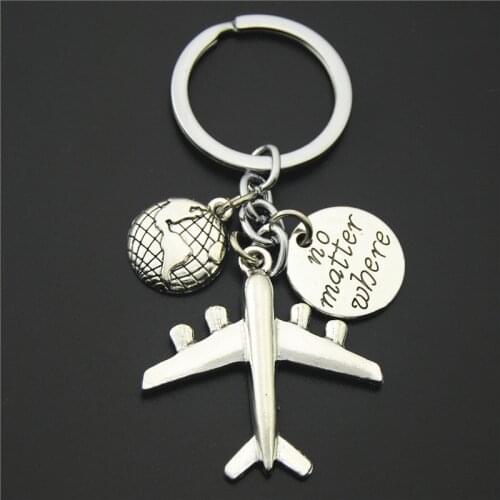 FREE SHIPPING BY DHL 100pcs/lot 2019 Travelling No Matter Where Plane Keychains Globe Plane Shaped Keyrings for Passengers Gifts
