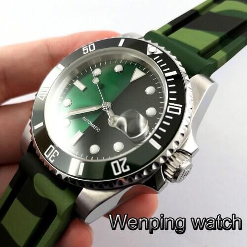 Bliger new 40mm sapphire glass sterile dial date window ceramic bezel luminous rubber strap automatic mens top luxury watch