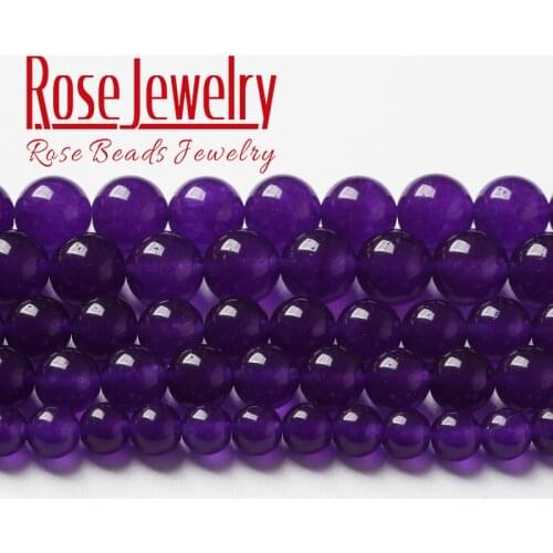 Natural Dark Purple Jades Stone Beads For Jewelry Making Chalcedony Round Loose Beads DIY Bracelets 6 8 10 12 14mm 15" Wholesale