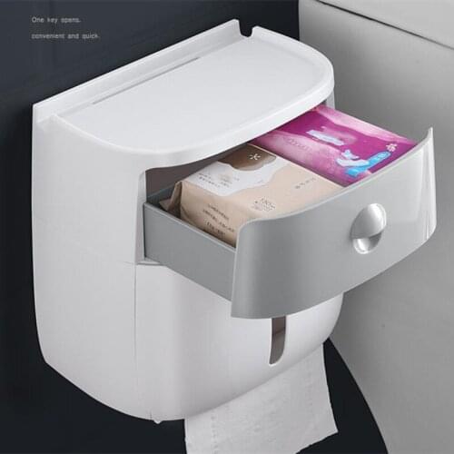 Toilet Paper Holder Waterproof Wall Mounted Toilet Paper Tray Roll Paper Tube Storage Box Tray Tissue Box Shelf Bathroom Product