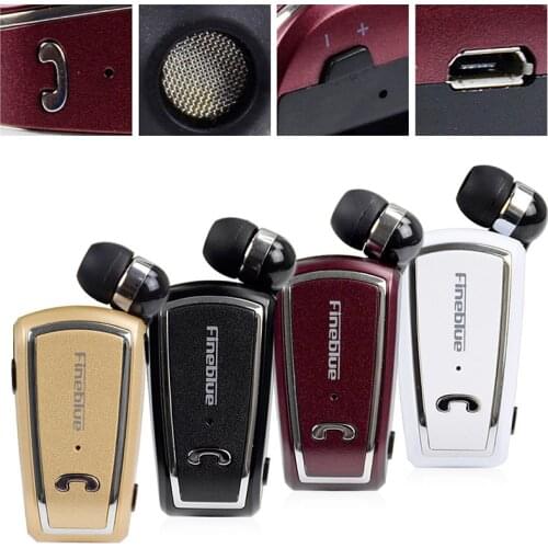 Fineblue F-V3 Wireless Bluetooth 4.0 Stereo Retractable Clip-on Earphone Headset