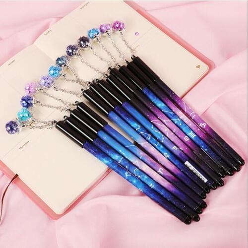 Newest Gel Pen Black Refill Super Nice Twelve Constellation Gel Pens With Glass Ball Pendant For School Office Supplies