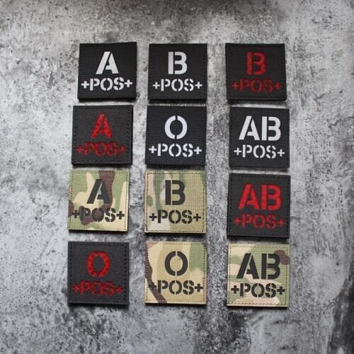 Blood Type IR Patch A+ B+ O+ AB+ POS Positive Fast Tactics Helmet Sticker Reflective Night Vision Reversed CP Military Badge