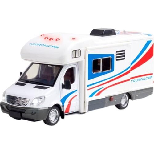 Diecast 1:32 Scale Touring Car Camper Bus Simulation Alloy Cars Model Collection Souvenir Boy Gift Display Hot Toys