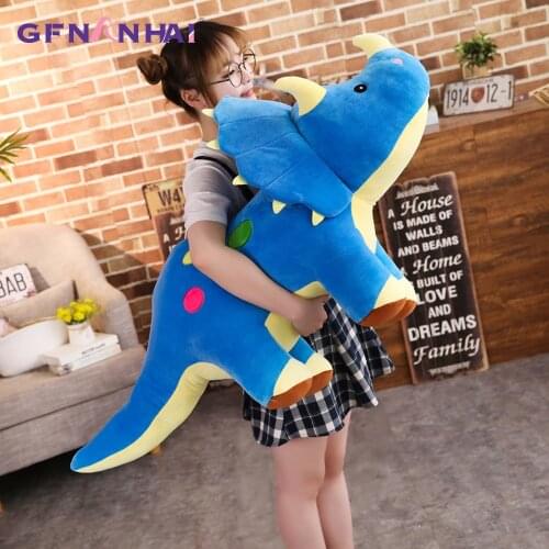 1pc 40-100CM Cute Triceratops Plush Toys Creative Animal Dinosaur Dolls Stuffed Lifelike Pillow Children Boys Birthday Gifts