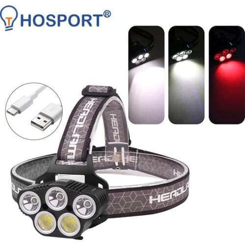 Powerful LED Sensor Headlight Waterproof USB Rechargeable Headlamp Head Torch Flashlight for Camping Hiking Fishing